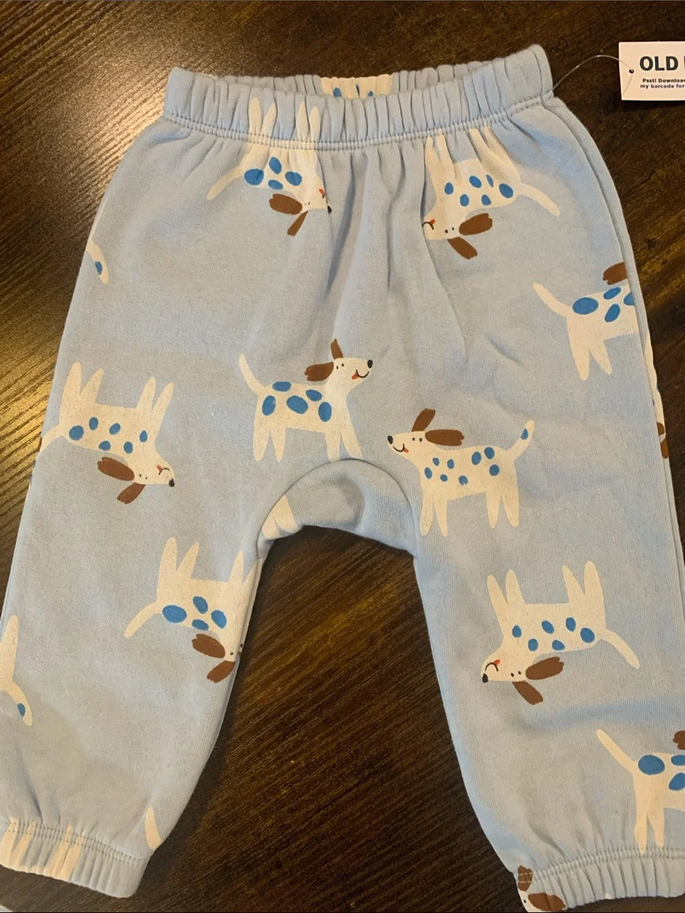 Old Navy Cream & Light Blue Footed One-Piece and Set with Penguins & Dogs